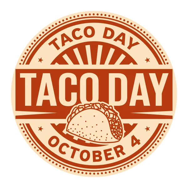 Taco Day Octubre Sello Goma Vector Ilustración — Vector de stock