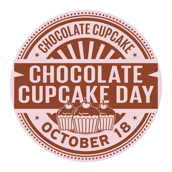 Chocolate Cupcake Day Octubre Sello Goma Vector Ilustración — Vector de stock