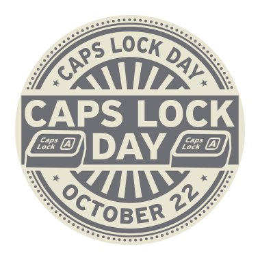 Caps Lock gün, Ekim 22, lastik damga, illüstrasyon vektör