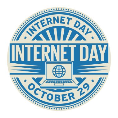 Internet günü, 29 Ekim, lastik damga, vektör çizim