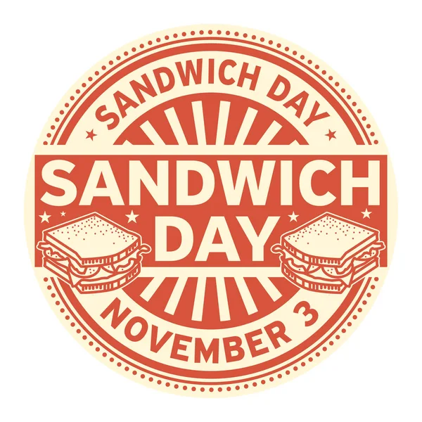 Sandwich Day Novembro Carimbo Borracha Vetor Ilustração — Vetor de Stock