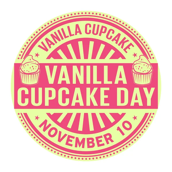 Vanille Cupcake Day November Rubber Stempel Vector Illustratie — Stockvector