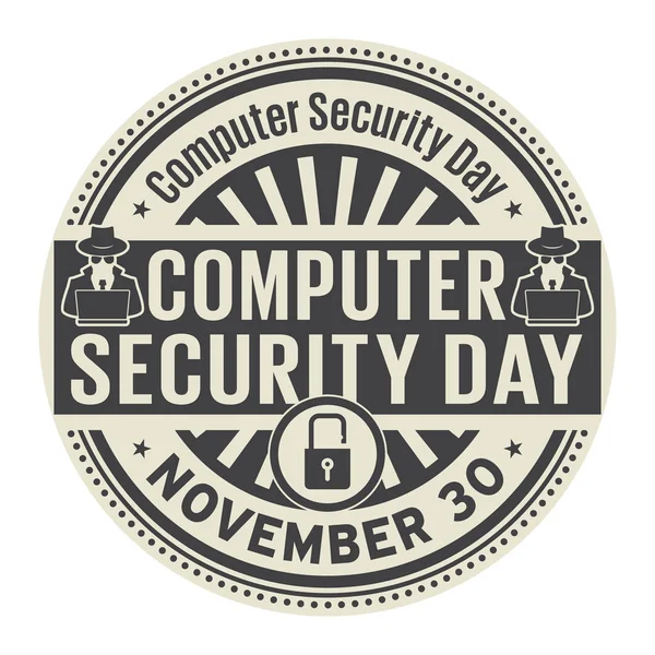Υπολογιστή Ασφαλείας Ημέρα Νοεμβρίου Λαστιχένια Σφραγίδα Διανυσματικά Εικονογράφηση — Διανυσματικό Αρχείο