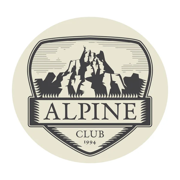 Rock Climbing Club Märke Med Texten Alpine Club Vintage Typografi — Stock vektor