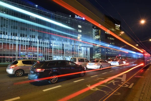 Vilnius Lithuania October Night Traffic City Street October 2018 Vilnius — Stock Photo, Image