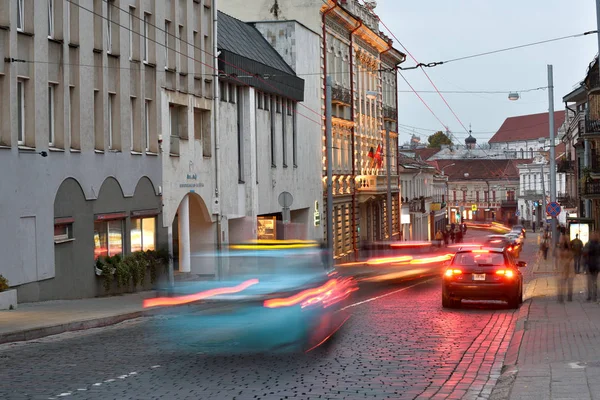 Vilnius Litauen November Trafik Gatan Gamla Stan Den November 2018 — Stockfoto