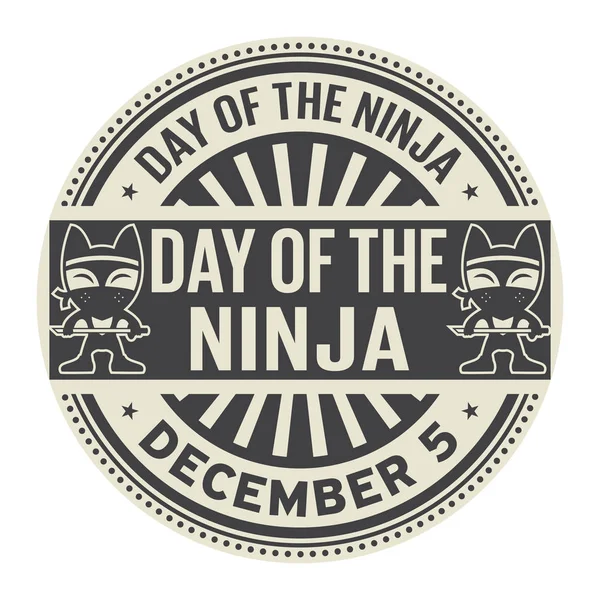 Dag Van Ninja December Rubber Stempel Vector Illustratie — Stockvector