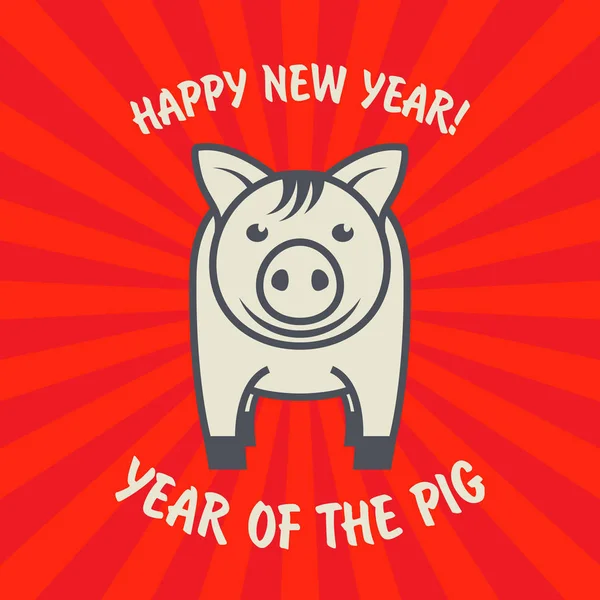 Feliz Ano Novo 2019 Cumprimentos Ano Novo Chinês Ano Porco — Vetor de Stock