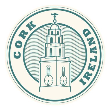 Damga veya kelime Cork, İrlanda içinde vektör çizim etiketi