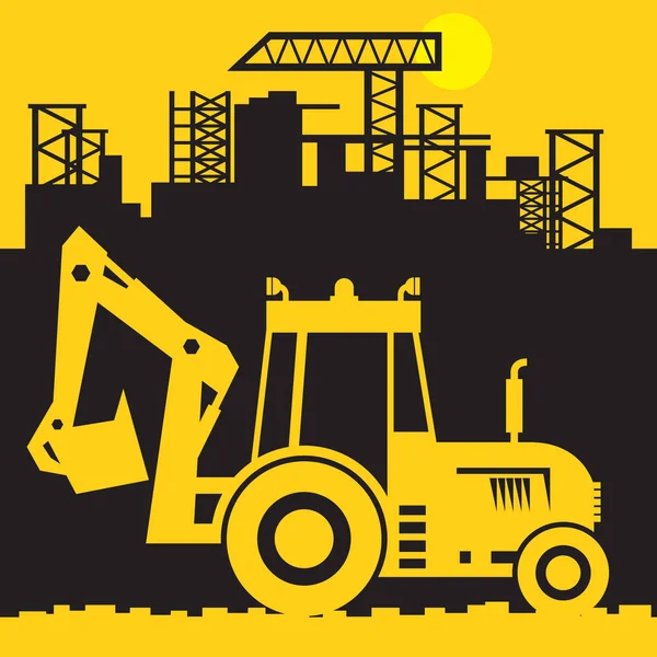 Digger Máquinas Construção Escavadeira Signo Abstrato Símbolo Ilustração Vetorial — Vetor de Stock