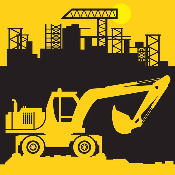 Digger Bouw Power Machines Grote Graafmachine Abstracte Teken Symbool Vectorillustratie — Stockvector