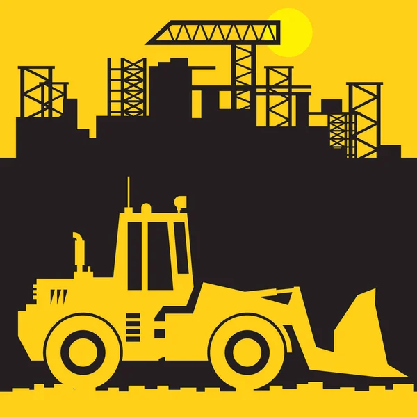 Loader Bouw Power Machines Grote Graafmachine Abstracte Teken Symbool Vectorillustratie — Stockvector