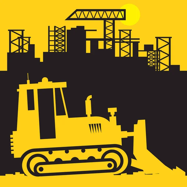 Bulldozer Power Entreprenadmaskiner Stor Bulldozer Abstrakta Tecken Eller Symbol Vektorillustration — Stock vektor