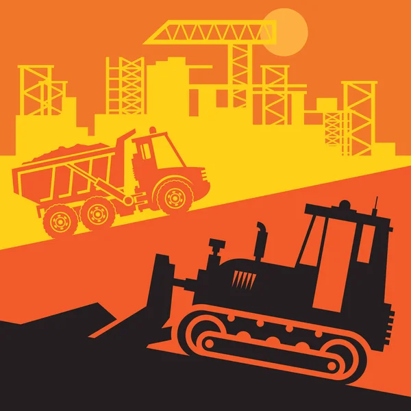 Bulldozer Machines Mécaniques Construction Grand Panneau Symbole Abstrait Bulldozer Illustration — Image vectorielle