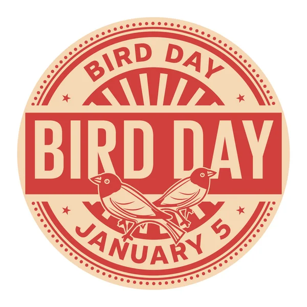 Bird Day Enero Sello Goma Vector Ilustración — Archivo Imágenes Vectoriales