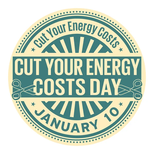 Cut Your Energy Costs Day January Rubber Stamp Vector Illustration — Stock Vector