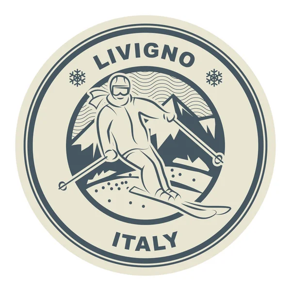 Abstrakta Stämpel Eller Emblem Med Namnet Staden Livigno Skidort Italien — Stock vektor