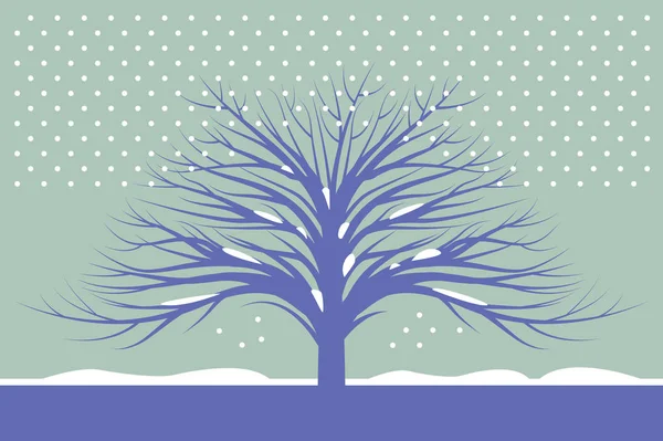 Hermoso Paisaje Abstracto Invierno Árbol Blanco Ilustración Vectorial — Vector de stock