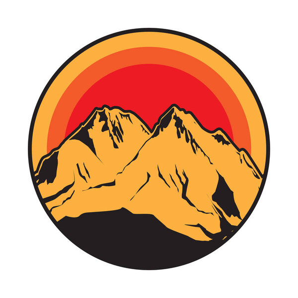 Шаблон горного логотипа, икона или символ, векторная иллюстрация
