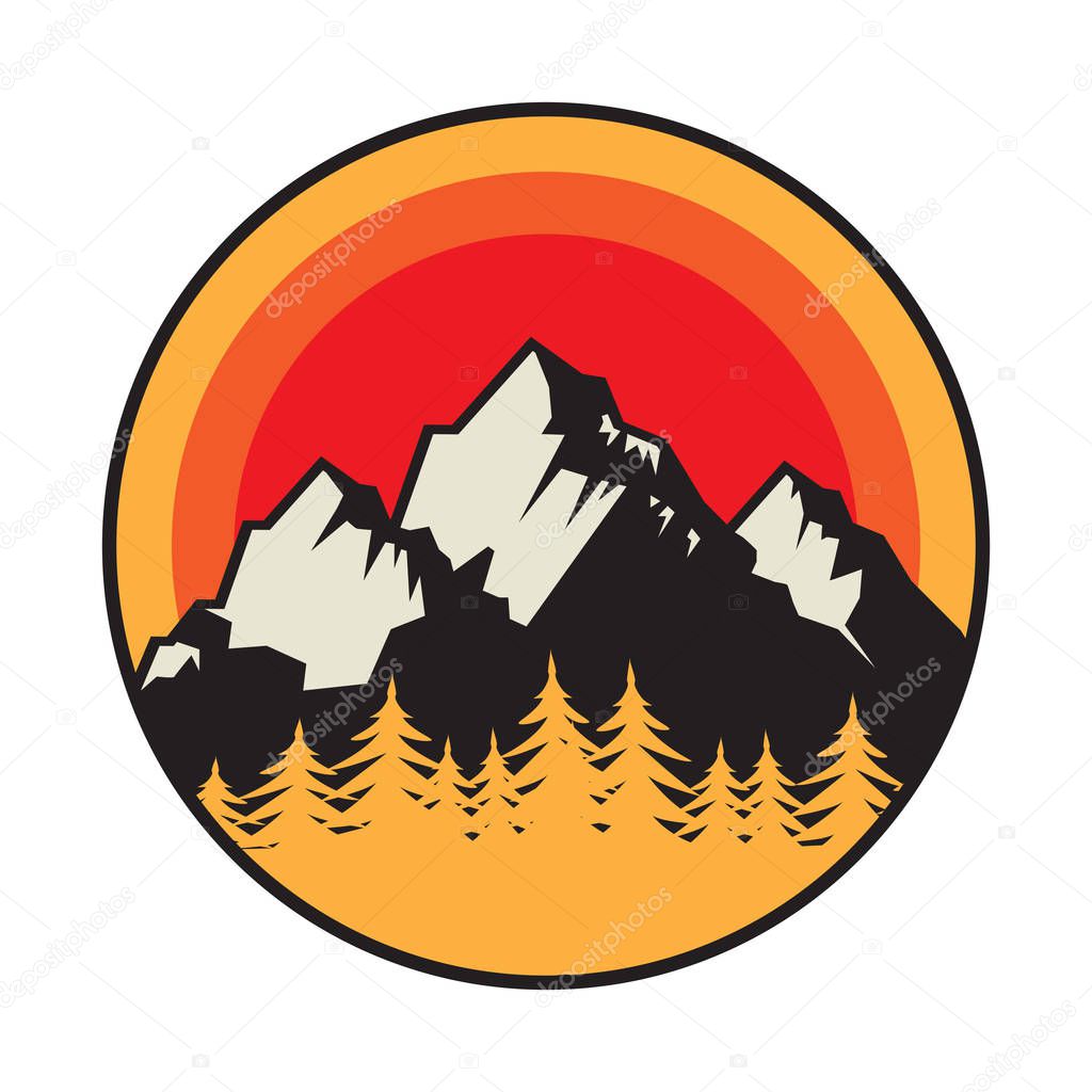 Mountain logo, icon or symbol  design template, vector illustration
