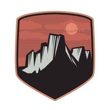 Dağ logosu, simge veya simge tasarım şablonu, vektör çizim