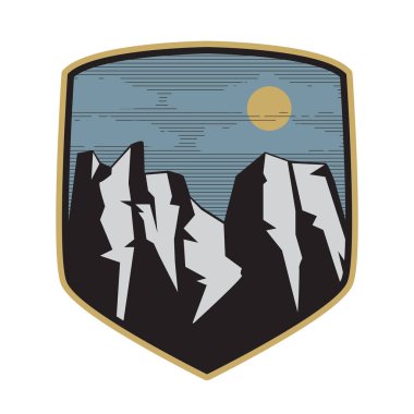 Dağ logosu, simge veya simge tasarım şablonu, vektör çizim