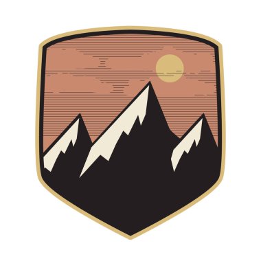 Dağ logosu, simge veya simge tasarım şablonu, vektör çizim