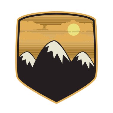 Dağ logosu, simge veya simge tasarım şablonu, vektör çizim