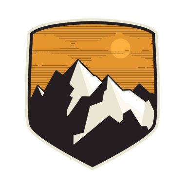 Dağ logosu, simge veya simge tasarım şablonu, vektör çizim