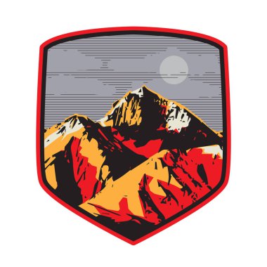 Dağ logosu, simge veya simge tasarım şablonu, vektör çizim