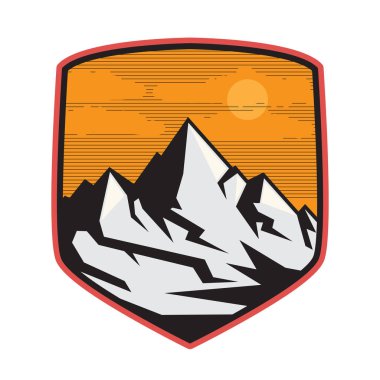 Dağ logosu, simge veya simge tasarım şablonu, vektör çizim