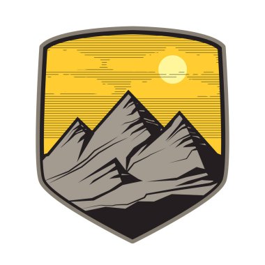 Dağ logosu, simge veya simge tasarım şablonu, vektör çizim