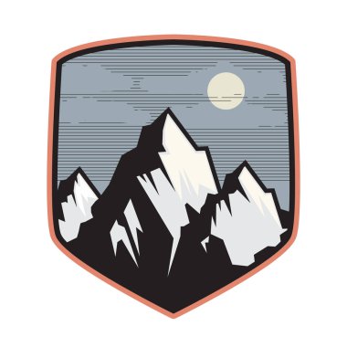 Dağ logosu, simge veya simge tasarım şablonu, vektör çizim
