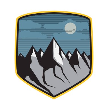 Dağ logosu, simge veya simge tasarım şablonu, vektör çizim