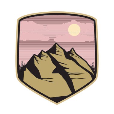 Dağ logosu, simge veya simge tasarım şablonu, vektör çizim