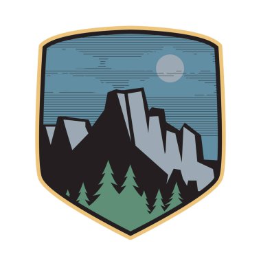 Dağ logosu, simge veya simge tasarım şablonu, vektör çizim