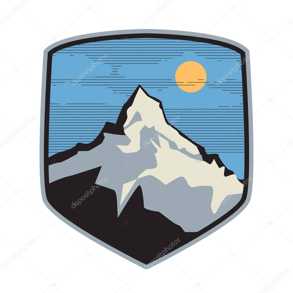 Mountain logo, icon or symbol design template, vector illustration