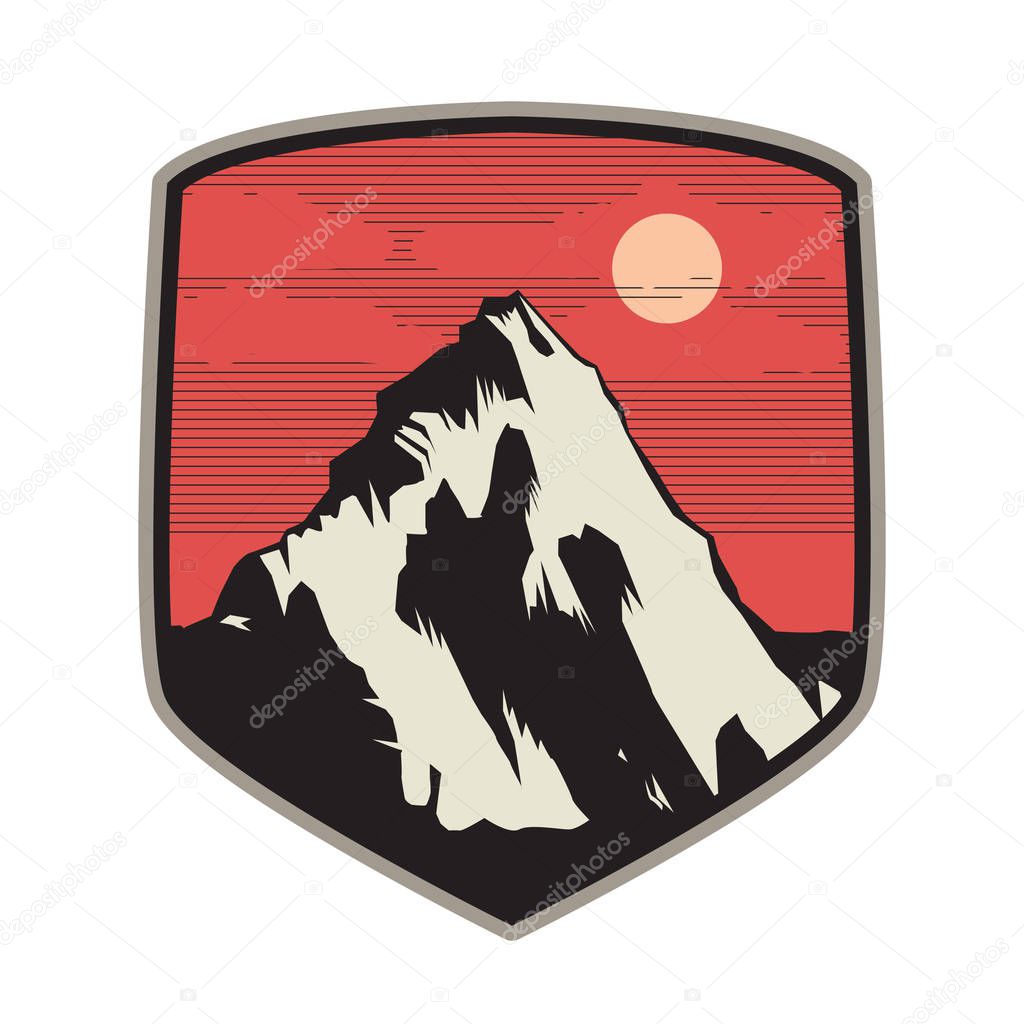 Mountain logo, icon or symbol design template, vector illustration