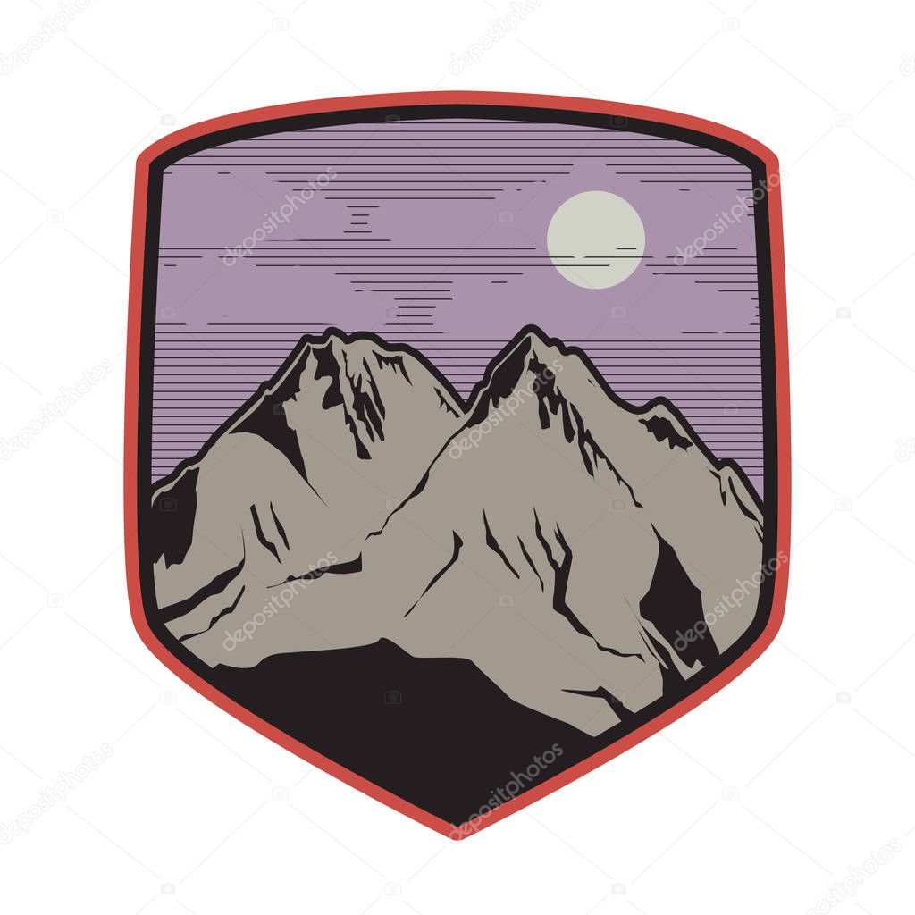 Mountain logo, icon or symbol design template, vector illustration