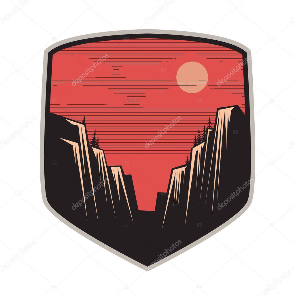 Mountain logo, icon or symbol design template, vector illustration