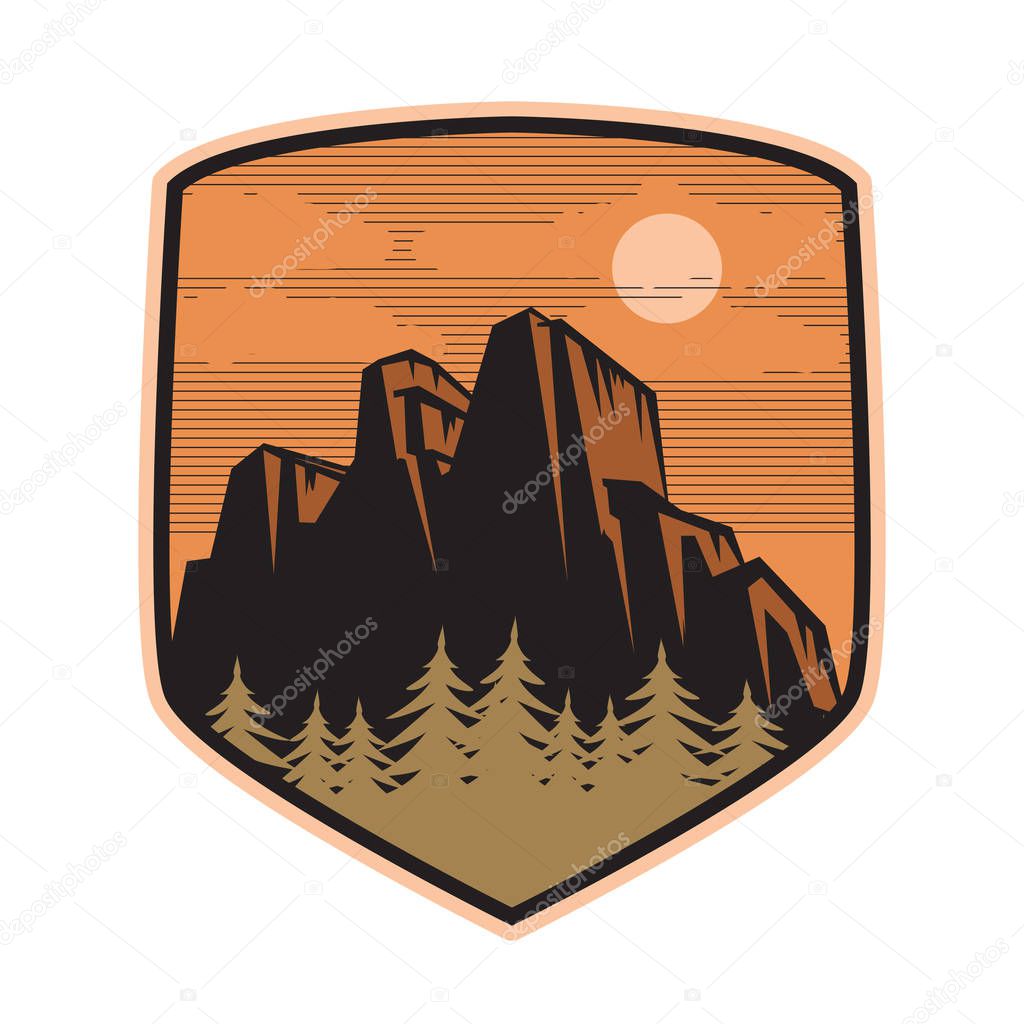 Mountain logo, icon or symbol design template, vector illustration