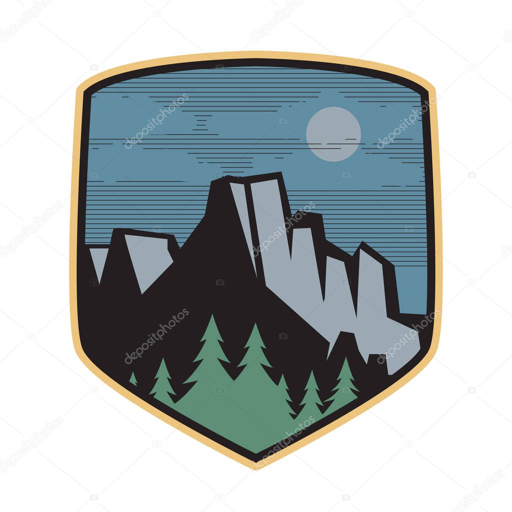 Mountain logo, icon or symbol design template, vector illustration