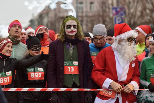 Vilnius Lithuania December Runners Start Traditional Vilnius Christmas Race December — Stock Photo, Image