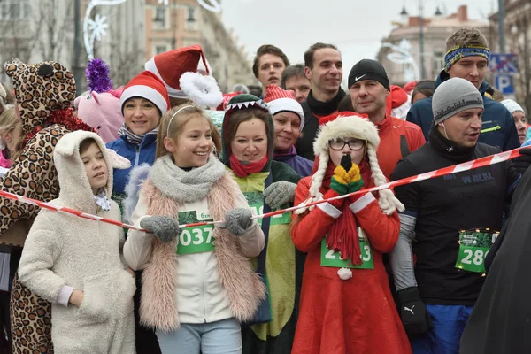 Vilna Lituania Diciembre Corredores Inician Tradicional Carrera Navideña Vilna Diciembre —  Fotos de Stock