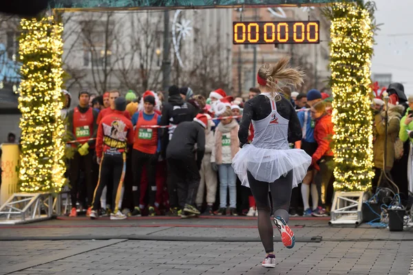 Vilnius Lithuania December Runners Start Traditional Vilnius Christmas Race December — Stock Photo, Image