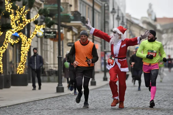 Vilnius Lituânia Dezembro Corredores Tradicional Corrida Natal Vilnius Dezembro 2018 — Fotografia de Stock