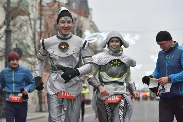 Vilnius Litva Prosince Běžci Tradiční Vilnius Vánoční Závod Prosince 2018 — Stock fotografie