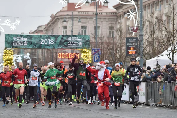 Vilnius Lithuania December Runners Traditional Vilnius Christmas Race December 2018 — Stock Photo, Image