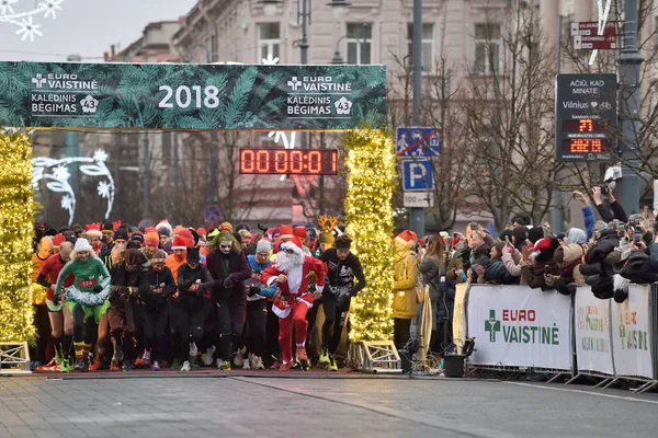 Vilna Lituania Diciembre Corredores Tradicional Carrera Navideña Vilna Diciembre 2018 —  Fotos de Stock