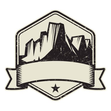 Dağ logosu, damga veya simge tasarım şablonu, vektör çizim